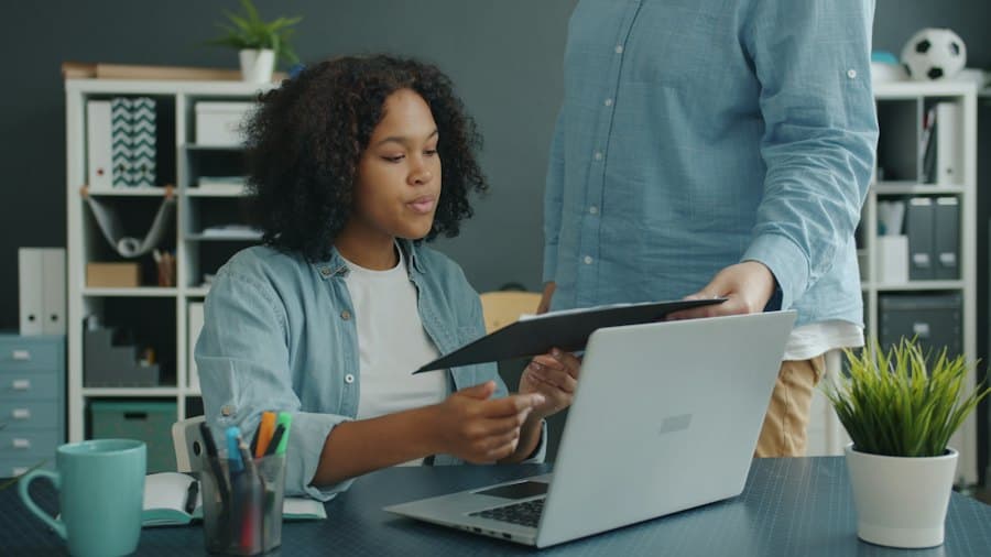 Agent reviewing policy options with a client
